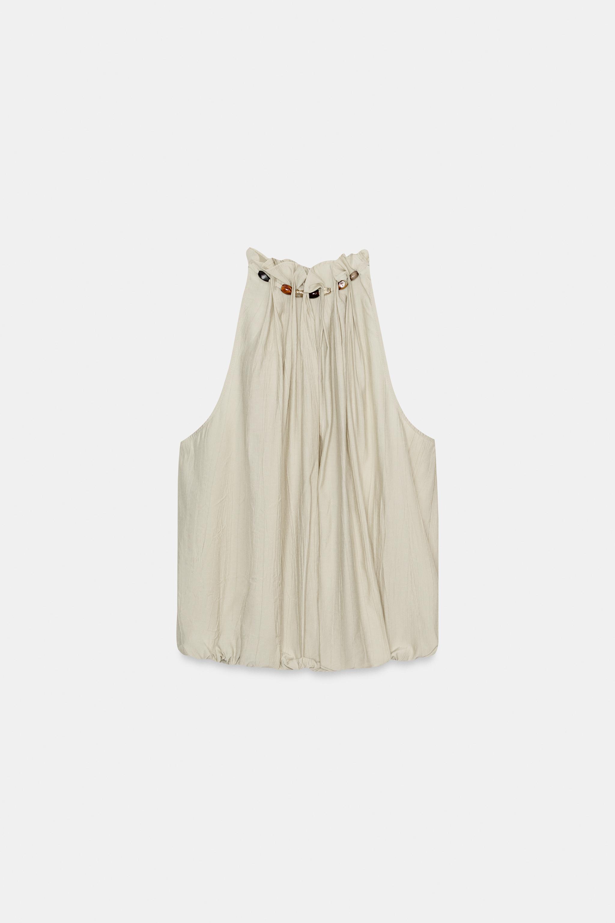 BEADED BALLOON HALTER TOP